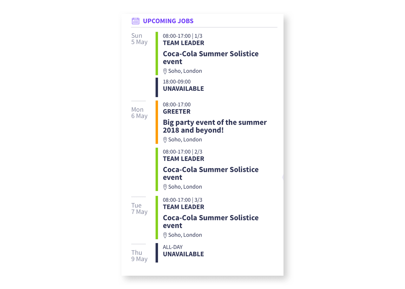 View upcoming jobs