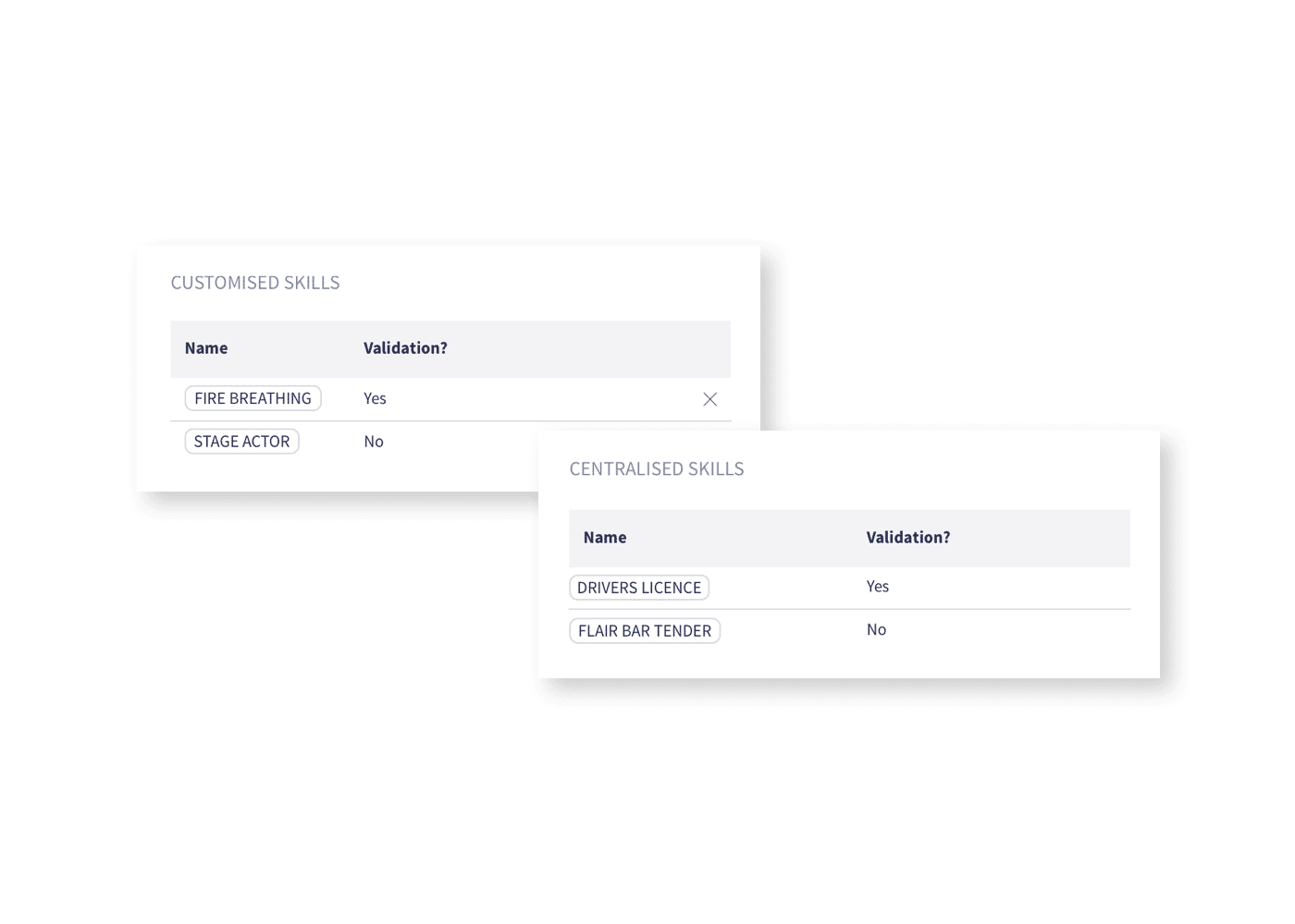 Customisable roles and skills
