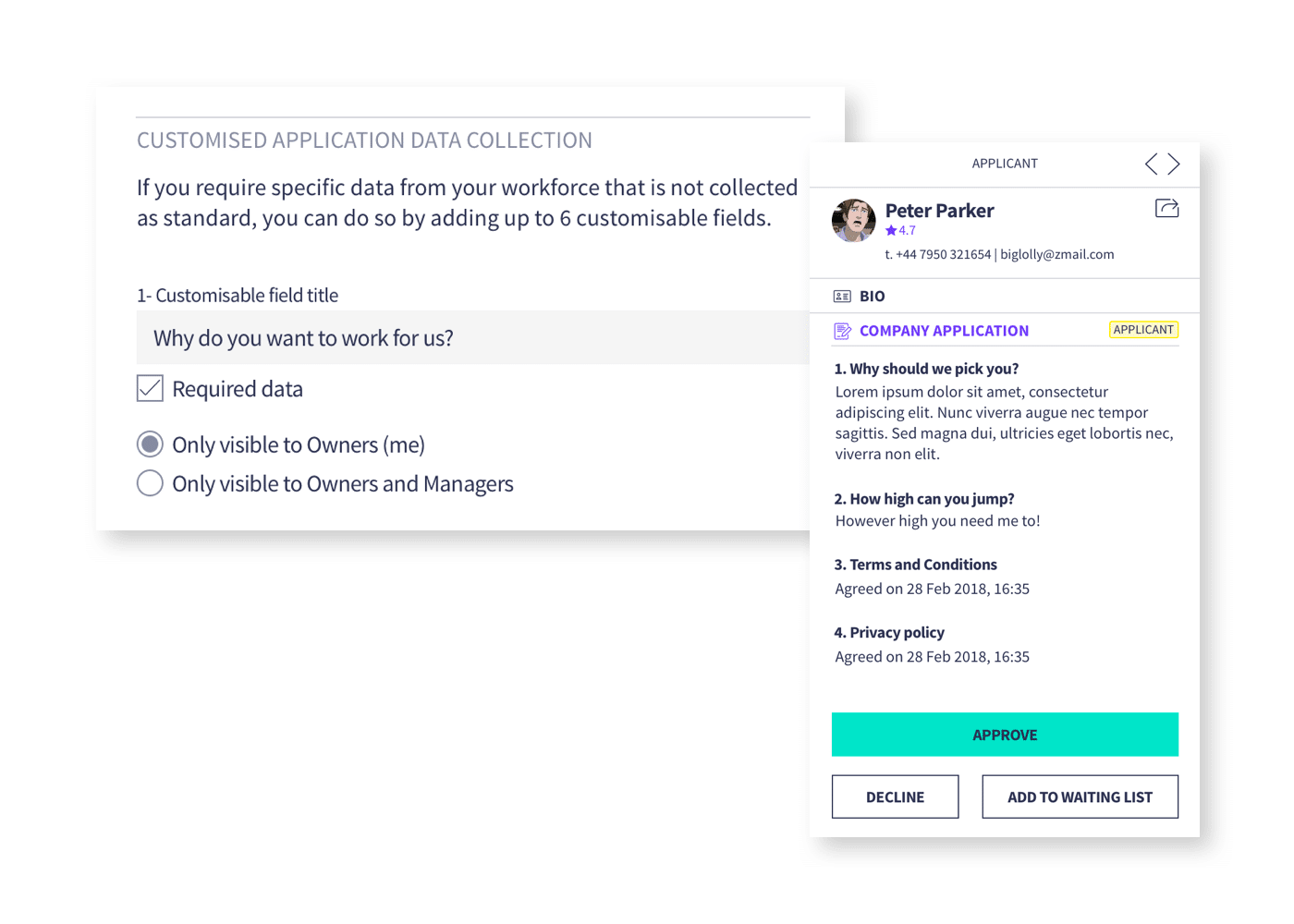Customise registration data