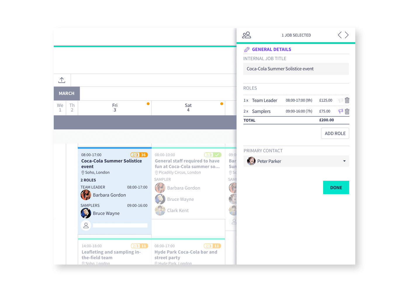 Set primary contacts for each job