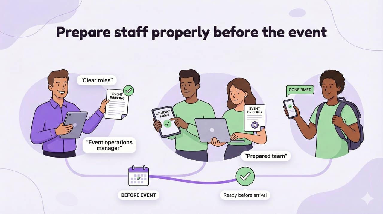 Prepare staff properly before the event