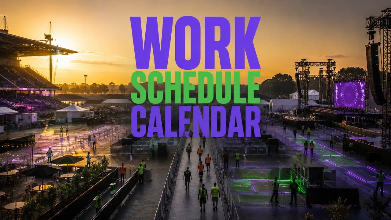 Work Schedule Calendar for Event Teams